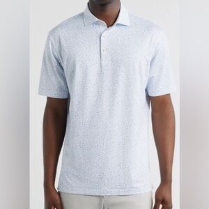 Peter Millar Nice Shot Performance Jersey Light Blue Speckled Polo - M